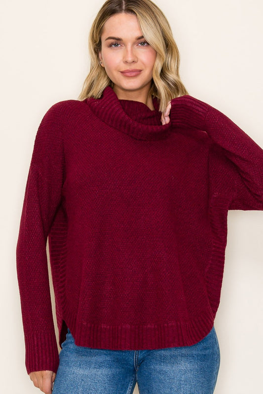 Turtleneck Waffle Sweater Top