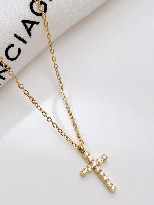 18K Stainless Steel Tarnish Free Cross Necklace