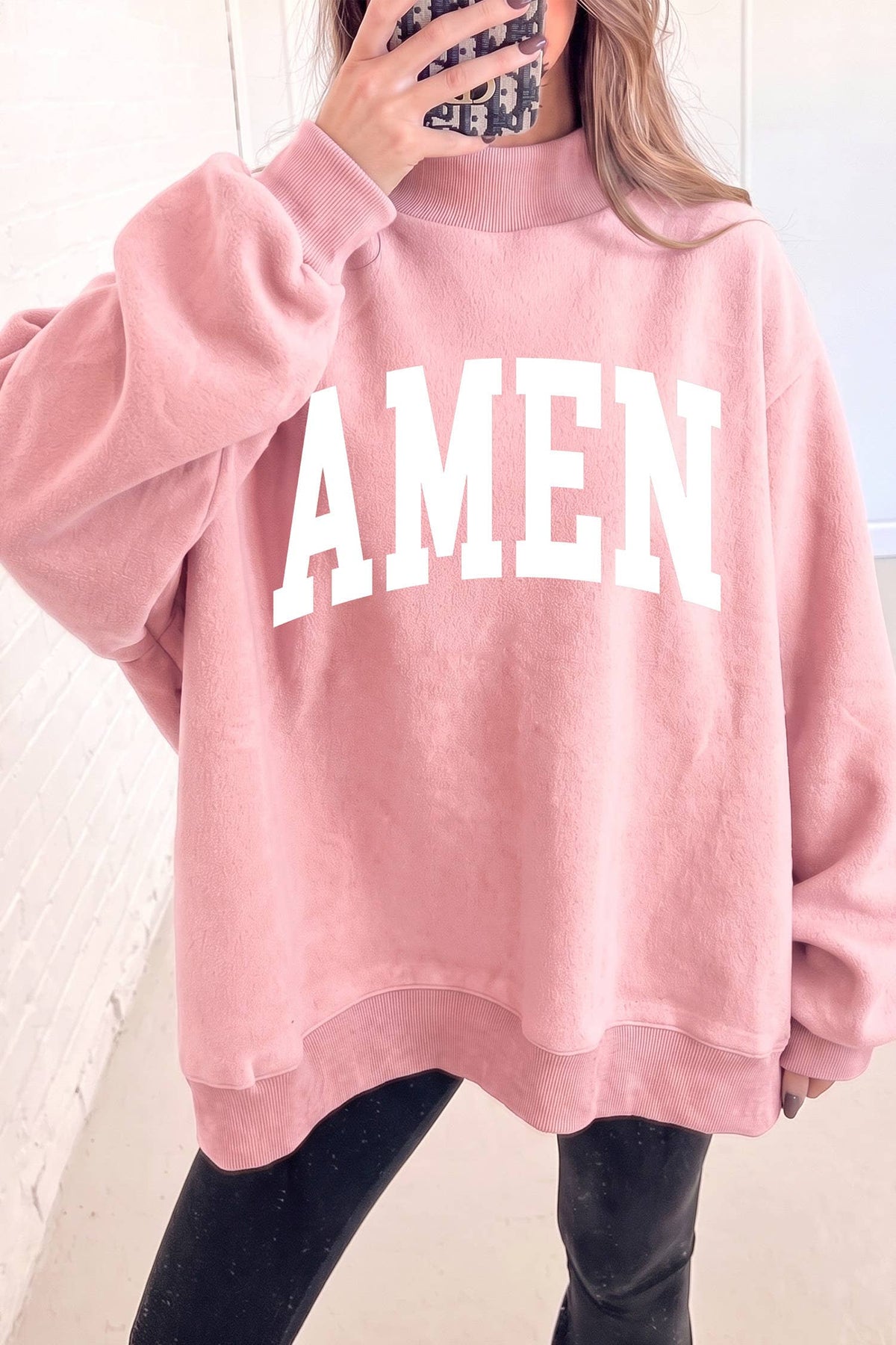 WWJD/ AMEN Reversible Mock Neck Sweatshirt