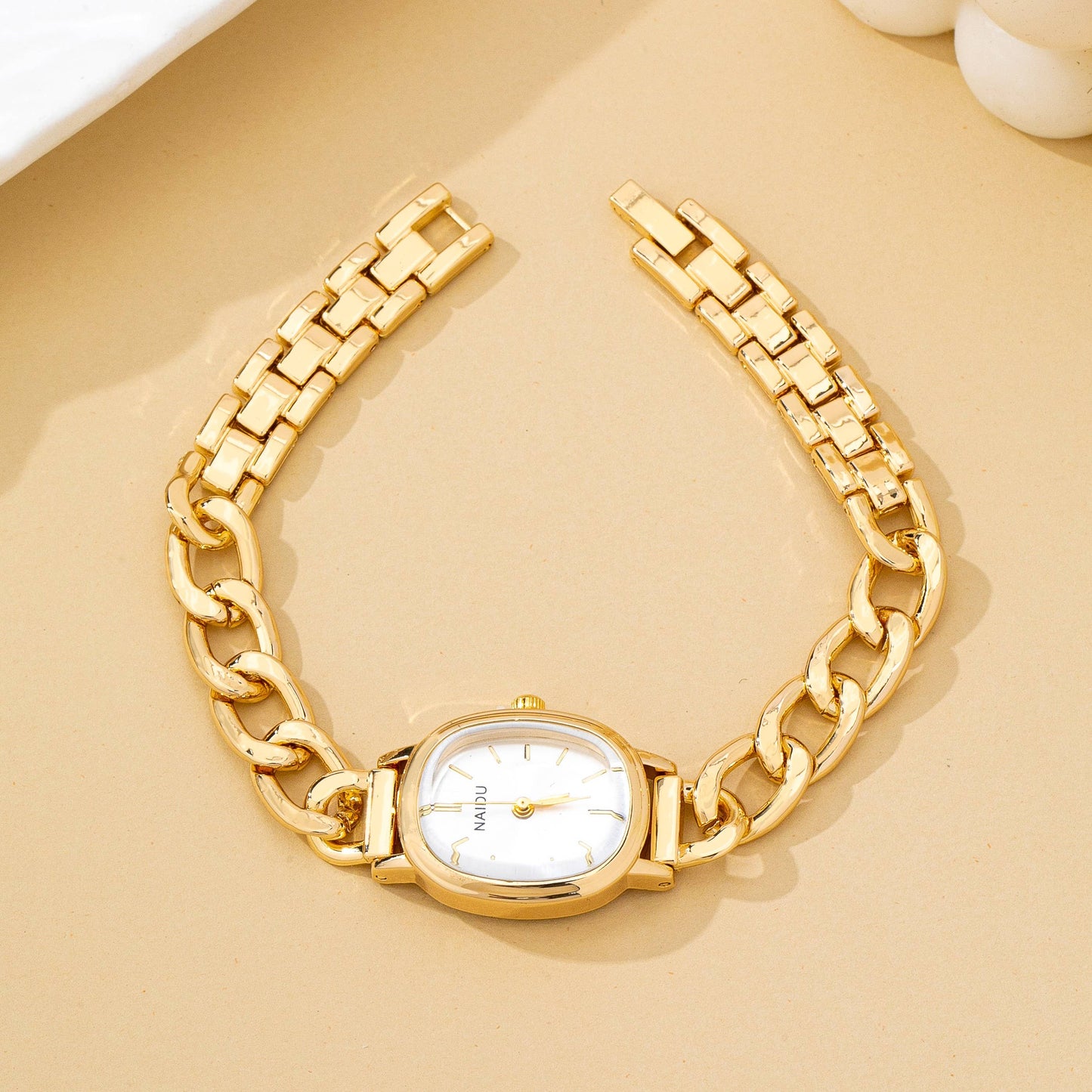 Link Watch Bracelet - Gold/White
