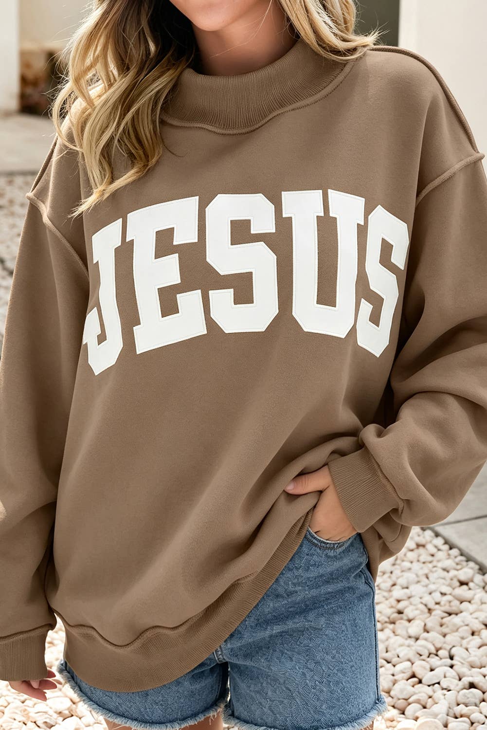 Jesus Mock Neck Sweatshirt