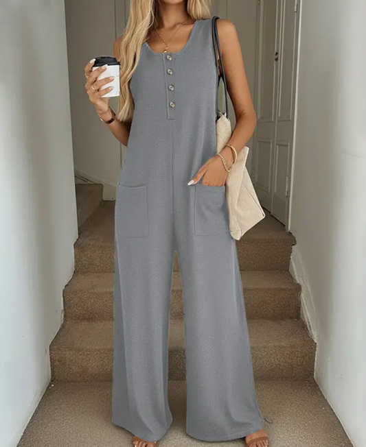 Casual Sleeveless Wide Leg Jumpsuit