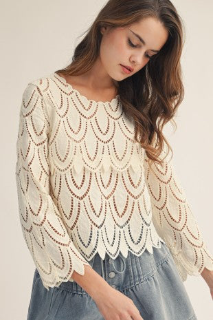 Scallop Layer Lace Blouse