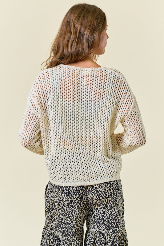 Split V-Neck Knit Sweater