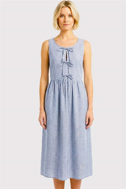 Navy Striped Tie Dress