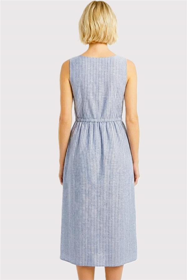 Navy Striped Tie Dress